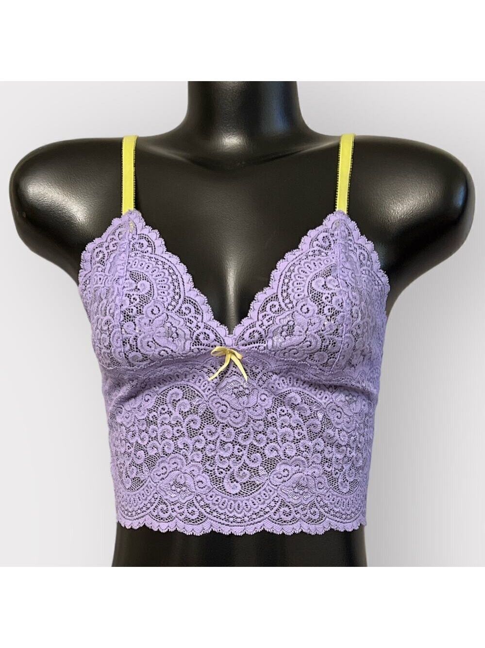 Victoria’s Secret VINTAGE Longline Lace Bralette Womens M Purple Coquette Pastel - Picture 2 of 10
